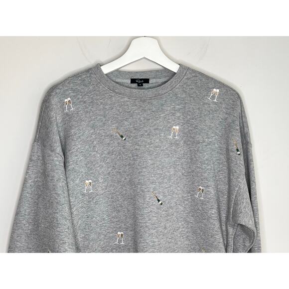 Rails Champagne Embroidery Long Sleeve Varsity Sweatshirt Gray Women's Small - Picture 5 of 14